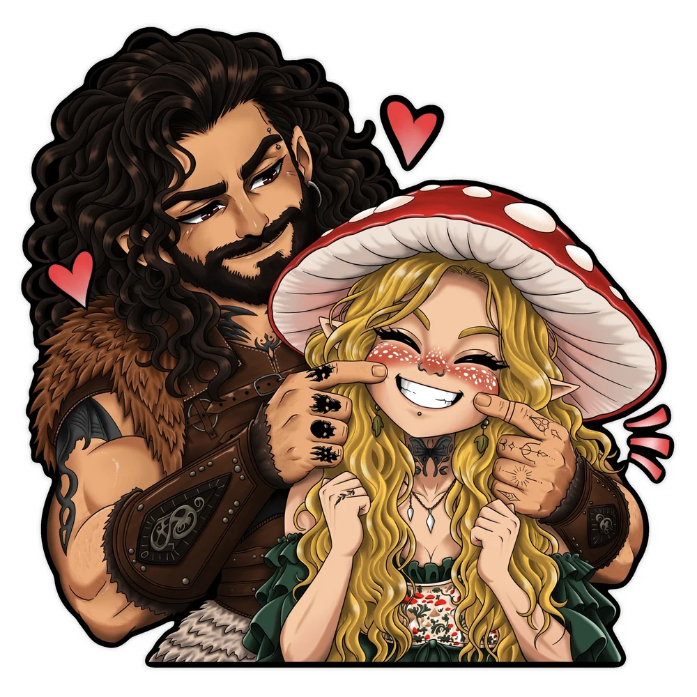 Illustrated artwork for The Cheek Squish, featuring Desrind & Sylvie